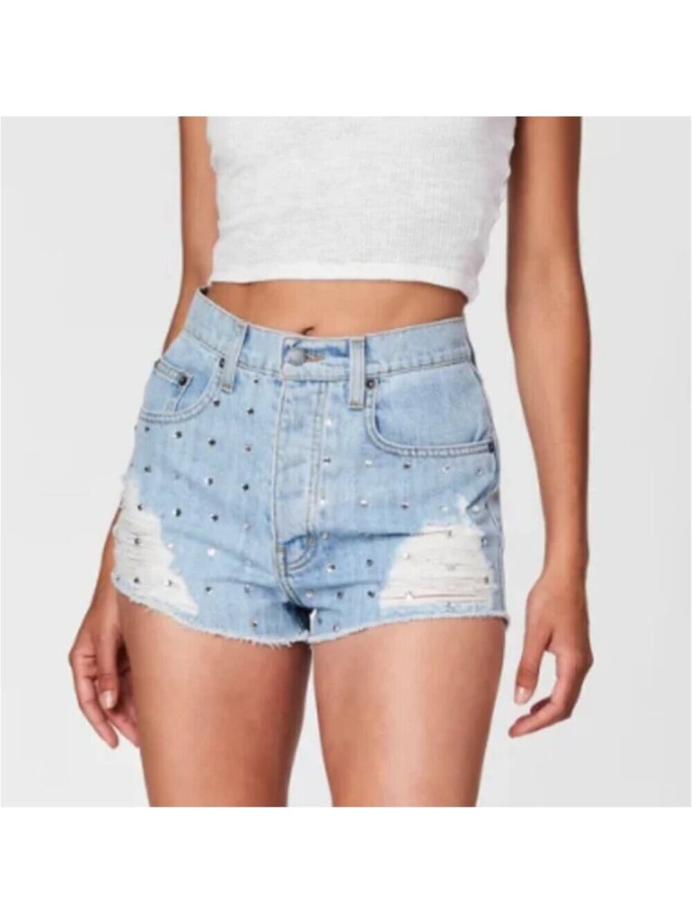 LF Carmar Tatiana Rhinestone Denim Shorts